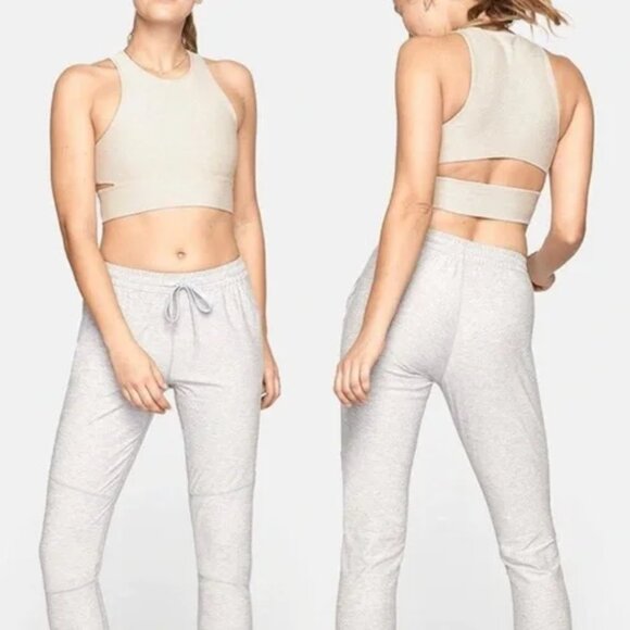 Outdoor Voices Oatmeal Slashback Crop Top Sports Bra - Picture 2 of 12